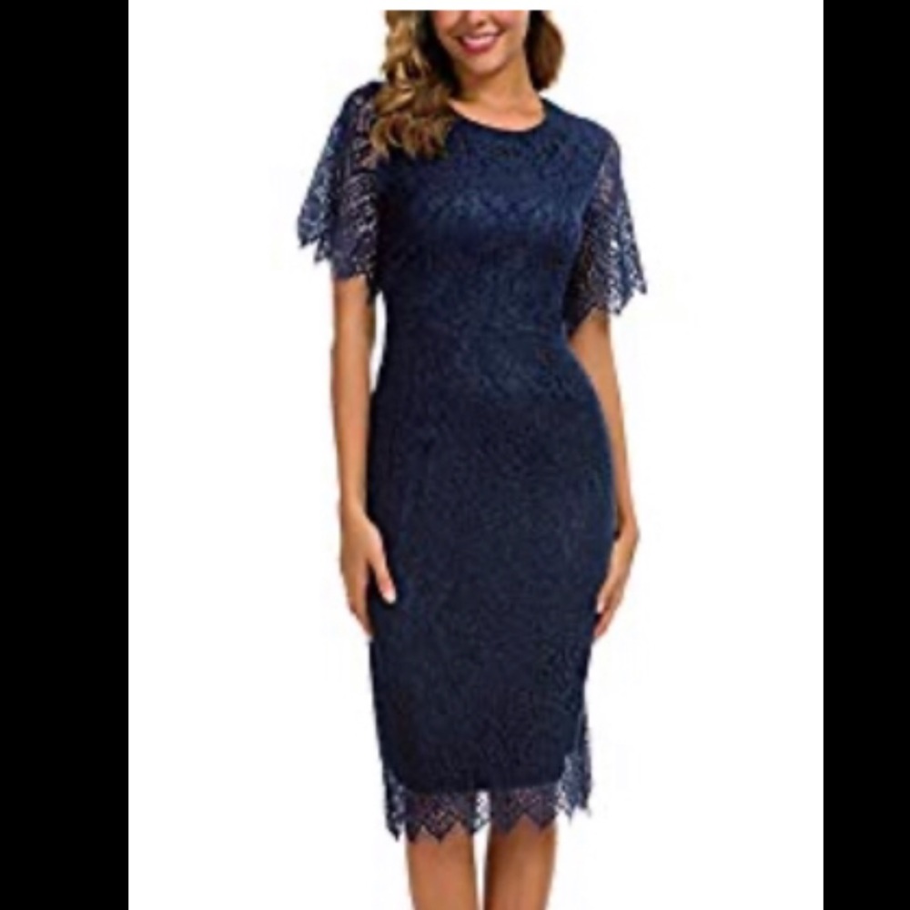 Navy Lace Cocktail Dress